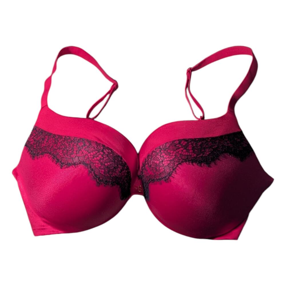 Victoria's Secret Push-Up Red With Black Lace 34D EUC